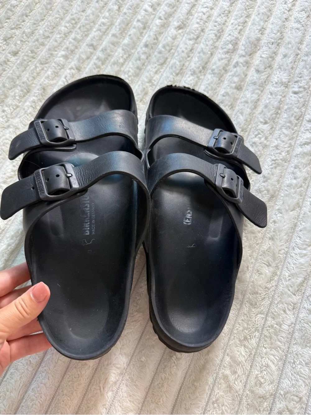 Birkenstock Arizona EVA Black Slide Sandals Adjustable Buckle Straps Men 10